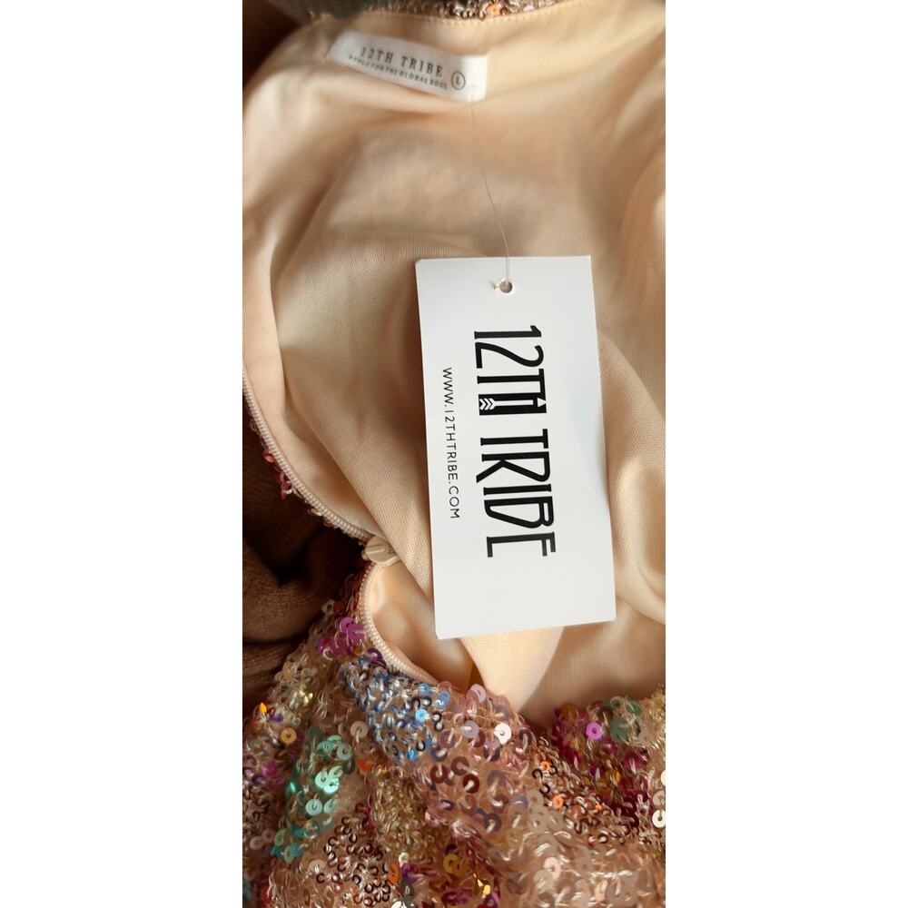 NWT 12th Tribe Rainbow Sequin Strapless Mini Dress Size L - Picture 8 of 9